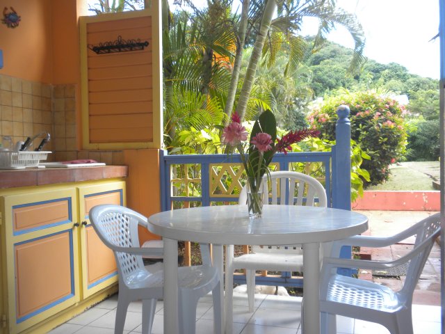 La terrase , avec sa kitchenette